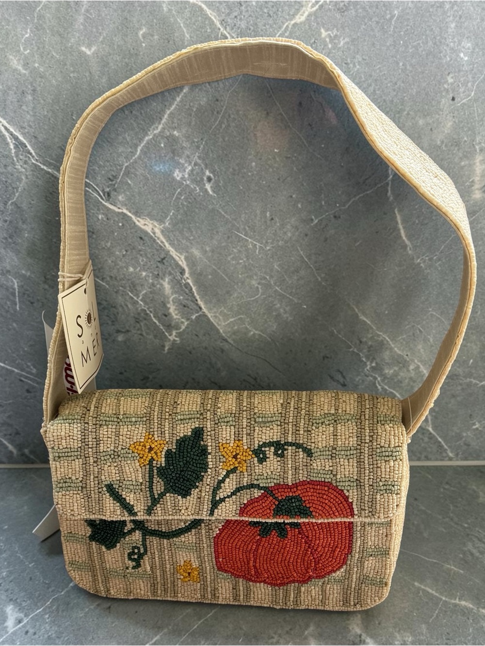 Beaded Sol and Mer Fall Pumpkin Shoulder Bag
